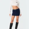 V Cut Low Rise Denim Mini Skirt -Default Template 2 10.1105511