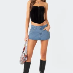 Finley Lace Up Velvet Corset