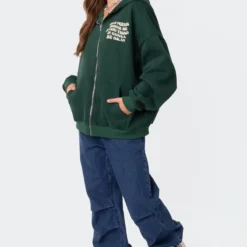 Everything'S Ok Zip Up Oversized Hoodie -Default Template 2 11 114623