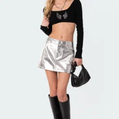 Metallic Faux Leather Skirt -Default Template 2 11 114854