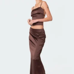 Satin Low Rise Back Slit Maxi Skirt -Default Template 2 11 115520