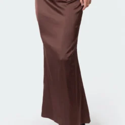 Satin Low Rise Back Slit Maxi Skirt -Default Template 2 11 115544