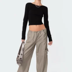 Asha Low Rise Nylon Cargo Pants