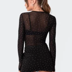 Bling Rhinestone Sheer Mesh Bodysuit -Default Template 2 11 115865