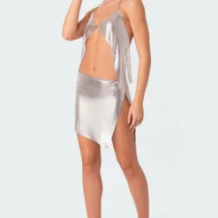 Celia Low Rise Chainmail Slitted Wrap Mini Skirt -Default Template 2 11.2910575