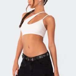 Asymmetrical Ribbed Cut Out Crop Top -Default Template 2 11.297953