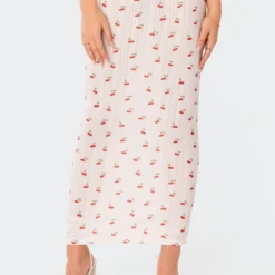 Cherry Low Rise Pointelle Maxi Skirt