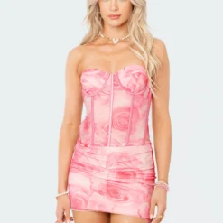 Rosie Printed Mesh Corset Top