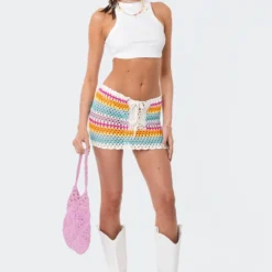 Rainbow Crochet Lace-Up Mini Skirt -Default Template 2 4.7PartII1958