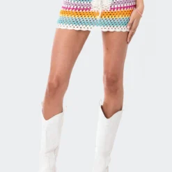 Rainbow Crochet Lace-Up Mini Skirt -Default Template 2 4.7PartII1989