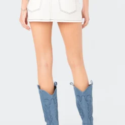 Contrast Stitched Low-Rise Denim Mini Skirt -Default Template 2 5.3.221713