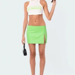 Faux Leather Low-Rise Micro Skirt