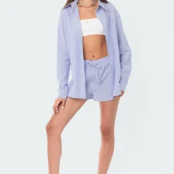 Pinstripe Button-Up Shirt