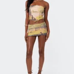 Picture Perfect Printed Mesh Mini Skirt -Default Template 2 6.50550