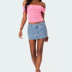 Elysse Bow Embellished Denim Mini Skirt -Default Template 2 6.5II3939 ea7a6506 7567 4208 b491 ee157b0e02d7