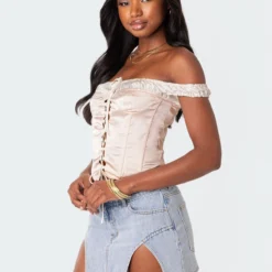 Damsel Off Shoulder Lace Up Satin Corset -Default Template 2 6.65842 Recovered