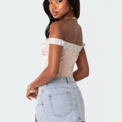 Damsel Off Shoulder Lace Up Satin Corset -Default Template 2 6.65864 Recovered