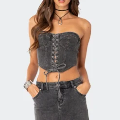 Waverly Denim Lace Up Corset