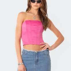 Haylo Satin Lace-Back Corset