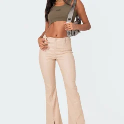 Jo Faux Leather Slit Pants