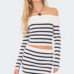 Elia Knitted Fold Over Crop Top