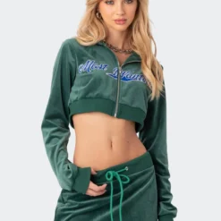 Viola Cropped Velour Zip Up Hoodie -Default Template 2 9.190582