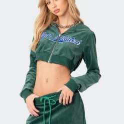 Viola Cropped Velour Zip Up Hoodie -Default Template 2 9.190619