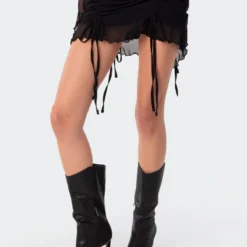 Indigo Gathered Mesh Mini Skirt -Default Template 2 9.192100