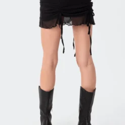 Indigo Gathered Mesh Mini Skirt -Default Template 2 9.192108