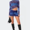 Nina Printed Mesh Mini Skirt -Default Template 2 9.207061