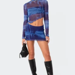 Nina Printed Mesh Mini Skirt