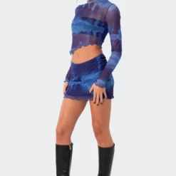 Nina Printed Mesh Mini Skirt -Default Template 2 9.207085