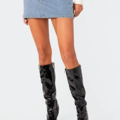 Low Rise Rhinestone Denim Mini Skirt -Default Template 2 EdiktedLookbook1504