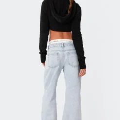 Super Soft High Neck Cropped Knit Hoodie -Default Template 2 EdiktedLookbook4256