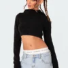 Super Soft High Neck Cropped Knit Hoodie -Default Template 2 EdiktedLookbook4272