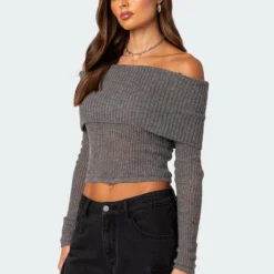 Lili Off Fold Over Knit Top -Default Template 2 Edikted 09 13 202319276
