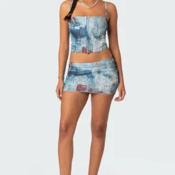 Love Letter Printed Mesh Mini Skirt -Default Template 2 Edikted 09 13 202320664