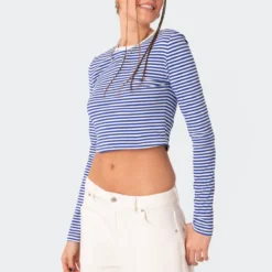 Montie Striped Long Sleeve T-Shirt -Default Template 2 Edikted LookBook Jan4 20238702