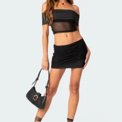 Hadley Gathered Mesh Mini Skirt