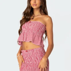 Gingham Scrunch Tube Top -Default Template 2 Edikted Lookbook 07 10 202319709