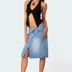 Junia Slitted Denim Midi Skirt -Default Template 2 Edikted Lookbook 07 10 202321100