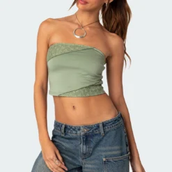 Lace Patchwork Tube Top