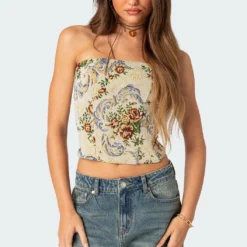 Floral Tapestry Lace Up Corset