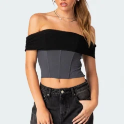 Fold Over Mesh Corset