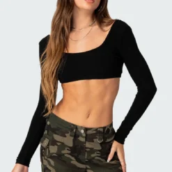 Sydney Ribbed Open Back Crop Top