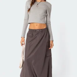 Bubble Cargo Nylon Maxi Skirt