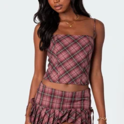 Jamie Plaid Lace Up Corset