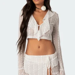 Anastasia Sheer Lace Crop Top