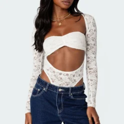 Zoey Sheer Lace Two Piece Bodysuit