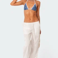 Lyric Linen Low Rise Cargo Pants